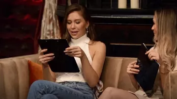 Color Merchants 14K White Gold Offset Duo Semi Precious Pear White Topaz & Diamond Ring worn by Gabby Windey as seen in The Bachelorette (S19E02)