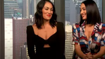 Self-Portrait Bow Ribbed Knit Midi Dress worn by Brie Bella as seen in Extra on July 2022