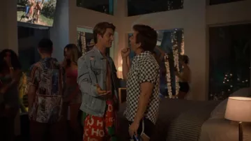 Vans Checkerboard Sleeve Button Down Shirt worn by Barry (Kevin McHale) as seen in American Horror Stories (S01E04)