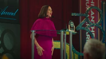 Theia Gabriella Pleated Cape Gown worn by Molly Novak (Maya Rudolph) as seen in Loot (S01E06)