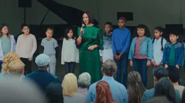 Vampires Wife Falconetti Dress in green worn by Molly Novak (Maya Rudolph) as seen in Loot TV show wardrobe (Season 1 Episode 7)