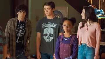 The Goonies T-Shirt worn by Billy Batson (Asher Angel) in Shazam! Fury of the Gods movie