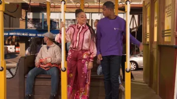 Zimmermann Patterned Wide-Leg Trousers worn by Raven Baxter (Raven-Symoné) as seen in Raven's Home (S05E04)