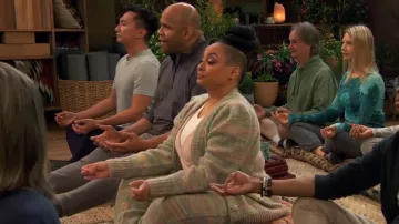 Love Shack Fancy Wilford Boyfriend Cardigan worn by Raven Baxter (Raven-Symoné) as seen in Raven's Home (S05E07)