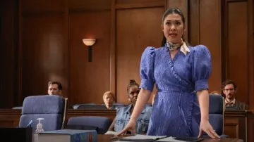 Ganni 3d Jacquard Dress worn by Sherri Kansky (Ruthie Ann Miles) as seen in All Rise (S03E08)