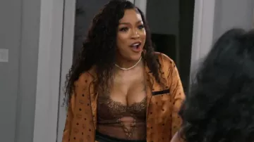McM Classic Logo Silk Pajama Shirt usado por Drew Sidora como se ve en The Real Housewives of Atlanta (S14E09)