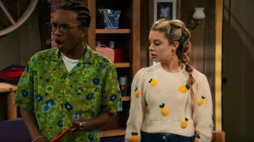 Mango Printed Knit Sweater worn by Destiny Baker (Mallory James Mahoney) as seen in BUNK'D (S06E07)