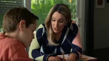 American Eagle Cropped Argyle Button Up Cardigan worn by Davia Moss (Emma Hunton) as seen in Good Trouble (S04E12)