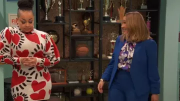Calvin Klein Ruched-Sleeve Jacket worn by Alana (Adrienne Bailon) as seen in Raven's Home (S05E08)