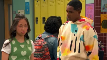 Pacsun Scrap Art Hood­ie worn by Booker Baxter (Issac Ryan Brown) as seen in Raven's Home (S05E11)