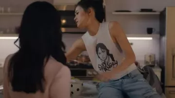 Stay Angry T-shirt worn by Ingrid Yun (Arden Cho) in Partner Track TV series outfits (Season 1 Episode 1)