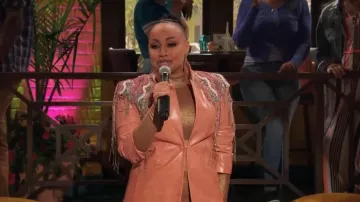 Cinq a Sept Kylie Faux Croc Blazer worn by Raven Baxter (Raven-Symoné) as seen in Raven's Home (S05E14)