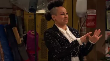 Generation Love Robin Sequin Moto Jacket worn by Raven Baxter (Raven-Symoné) as seen in Raven's Home (S05E15)