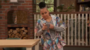 Zimmermann Postcard Ramie Shirt worn by Raven Baxter (Raven-Symoné) as seen in Raven's Home (S05E16)