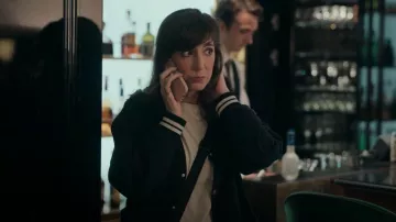 Russell Athletic UO Exclusive Black Varsity Cardigan worn by Gregory's Wife (Maya Sansa) as seen in Irma Vep (S01E06)