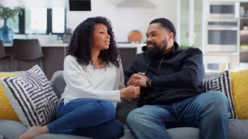 Brochu Walker Lace Vee Layered Pullover worn by Sonequa Martin-Green as seen in Black Love (S06E01)