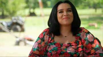 Robe Twisted J Boutique Rose Mary portée par Jasmine Davis vue dans Big Brother (S24E01)