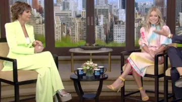 D'accori Belle Metallic Glossed Leather worn by Lisa Rinna as seen in LIVE with Kelly and Ryan on 27 July 2022