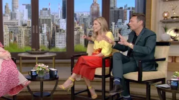 Gabriela Hearst Daphine Patchwork Cashmere Blend Twill Dress worn by Kelly Ripa as seen in LIVE with Kelly and Ryan on 26 July 2022