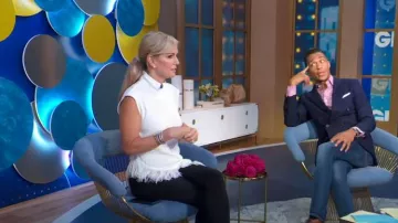 Proenza Schouler Stripe Fringe Asymmetric Top worn by Jennifer Ashton as seen in Good Morning America on 29 July 2022