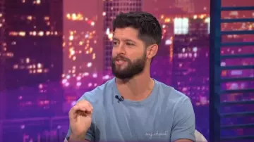 Maison Labiche Say Whaaat? Cotton Tee worn by Hunter March as seen in E! News Nightly Pop on 27 July 2022