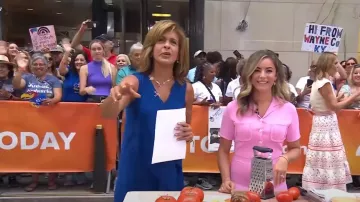 Adrianna Papell Ruffle Front Crepe Dress worn by Hoda Kotb as seen in Today on 29 July 2022