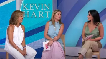 Lela Rose Vestido de cuello alto con cinturón usado por Jenna Bush Hager como se ve en TODAY con Hoda & Jenna el 28 de julio de 2022