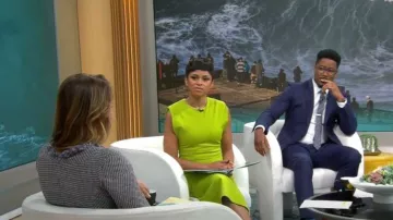 Zara Shoulder Pad Vestido drapeado usado por Jericka Duncan como se ve en CBS Mornings el 01 de agosto de 2022
