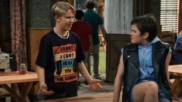 Artist Unknown Graphic Tee worn by Jake (Luke Busey) as seen in BUNK'D (S06E08)