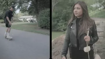 Maje Leather Biker Jacket worn by Solomon Avery  in Forever Summer: Hamptons (S01E03)