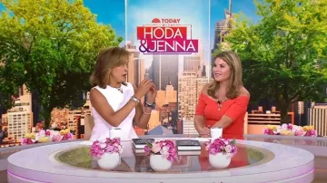 Lela Rose Off-the-Shoulder Pointelle-Trimmed Stretch-Knit Midi Dress usado por Jenna Bush Hager como se ve en Today on 02 August 2022