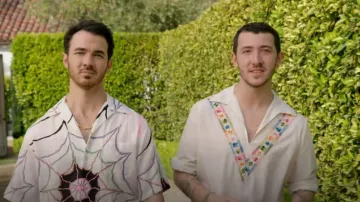 Wacko Maria Wolf Head Hawaiian Shirt worn by Joe Jonas as seen in Claim to Fame (S01E03)