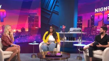 Rebdolls Jocelyn Double Breasted Cropped Blazer worn by Nina Parker as seen in E! News Nightly Pop on 02 August 2022