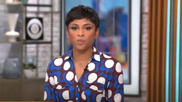 Vestido de J. McLaughlin Brynn en Malmo Poppy usado por Jericka Duncan como se ve en CBS Mornings el 02 de agosto de 2022