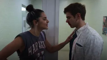 Zara Harvard University Shoulder Pad Shirt worn by Maria (Fiona Palomo) as seen in Control Z (S02E02)