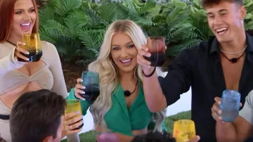 Pretty Little Thing Green Wrap Blazer Shirt worn by Mady McLanahan as seen in Love Island (S04E13)
