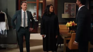 Emporio Armani Striped Dress Crystal Effect Applique worn by Lola Carmichael (Simone Missick) as seen in All Rise (S03E09)