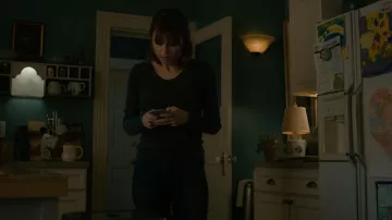 Ganni Scoop-Neck Ribbed-Knit Top worn by Kristen Bouchard (Katja Herbers) as seen in Evil (S03E08)