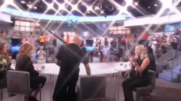 Derek Lam 10 Crosby Cropped Flare Trousers Buttons worn by Sara Haines as seen in The View on 04 August 2022