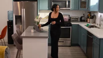Skims Lounge Ribbed Long Sleeve Maxi Dress worn by Rebecca as seen in Sweet Life: Los Angeles (S02E02)