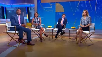 Veronica Beard Porta Crinkled Plaid Shirt usada por Lara Spencer como se ve en Good Morning America el 04 de agosto de 2022