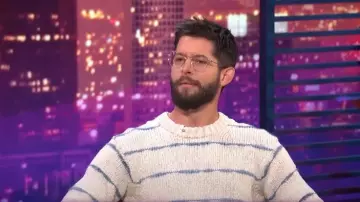 NN07 Brady Stripe Knit Sweater worn by Hunter March as seen in E! News Nightly Pop on 05 August 2022