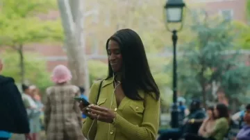 Sandro Ax­el Rib-Knit Cardi­gan worn by Jessie (Nneka Okafor) as seen in Everything's Trash (S01E04)