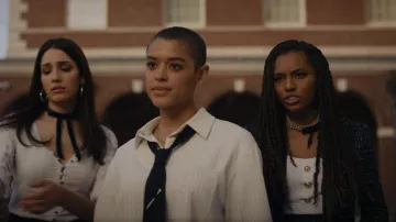 Balmain Button Trimmed Ribbed Crop Top worn by Monet de Haan (Savannah Lee Smith) as seen in Gossip Girl (S01E01)