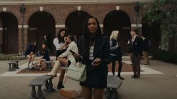 Salvatore Ferragamo Medium Studio Bag Blue worn by Monet de Haan (Savannah Lee Smith) as seen in Gossip Girl (S01E01)