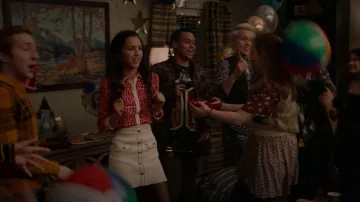 Maje Jisla Skirt worn by Nini (Olivia Rodrigo) as seen in High School Musical: The Musical: The Series (S02E01)