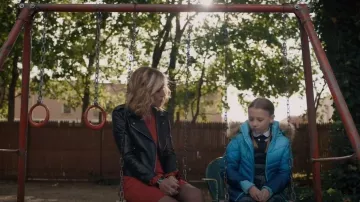 BB Dakota Moto Vegan Leather Finish Jacket worn by Sheryl Luria (Christine Lahti) as seen in Evil (S01E10)