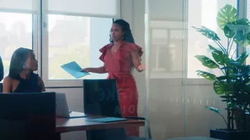 Ted Baker Karine Ruf­fled Jump­suit worn by Malika (Toccarra Cash) as seen in Everything's Trash (S01E05)