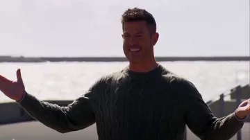 Brunello Cucinelli Green Cable Knit Sweater usado por Jesse Palmer como se ve en The Bachelorette (S19E04)