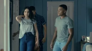 "The Future is Female" T-shirt worn by Cassie (Sofia Carson) as seen in Purple Hearts